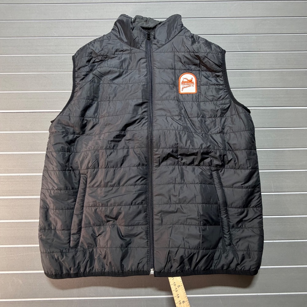 Pheasants Forever Mens Black Puffer Vest Quilted Full Zip Hunting Outdoor Large